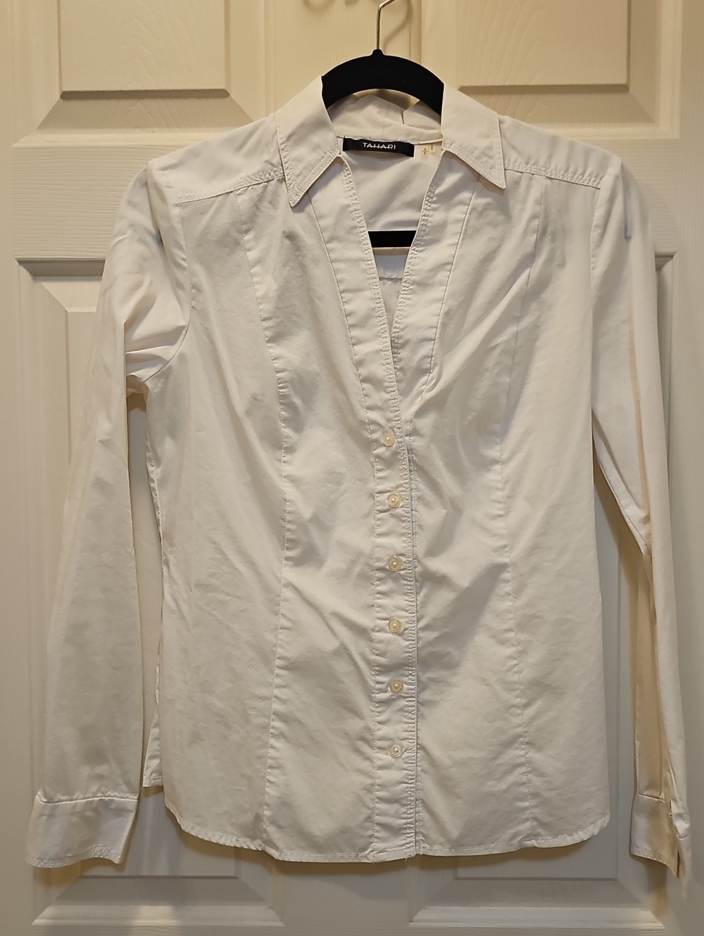 Tahari Size S White Women's Styled Button-Up Shirt